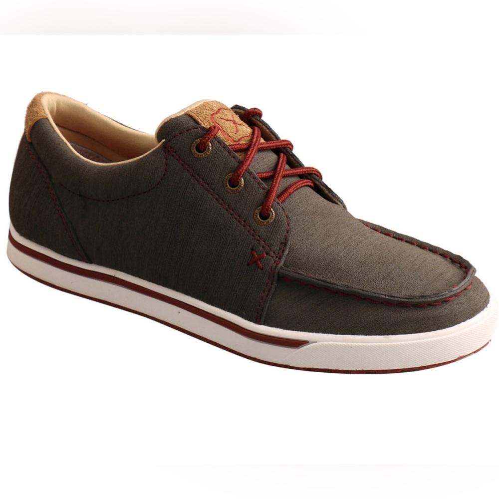 Twisted X DURATWX Casual Shoe Moc Toe Size 7.5 Womens Dark Grey and Red
